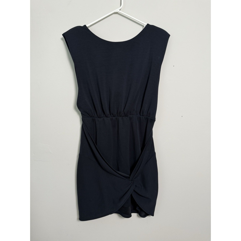 Free People Navy Runaway Knit Mini Dress Sz M Faux Wrap Classy Event Career Sexy - Picture 1 of 9